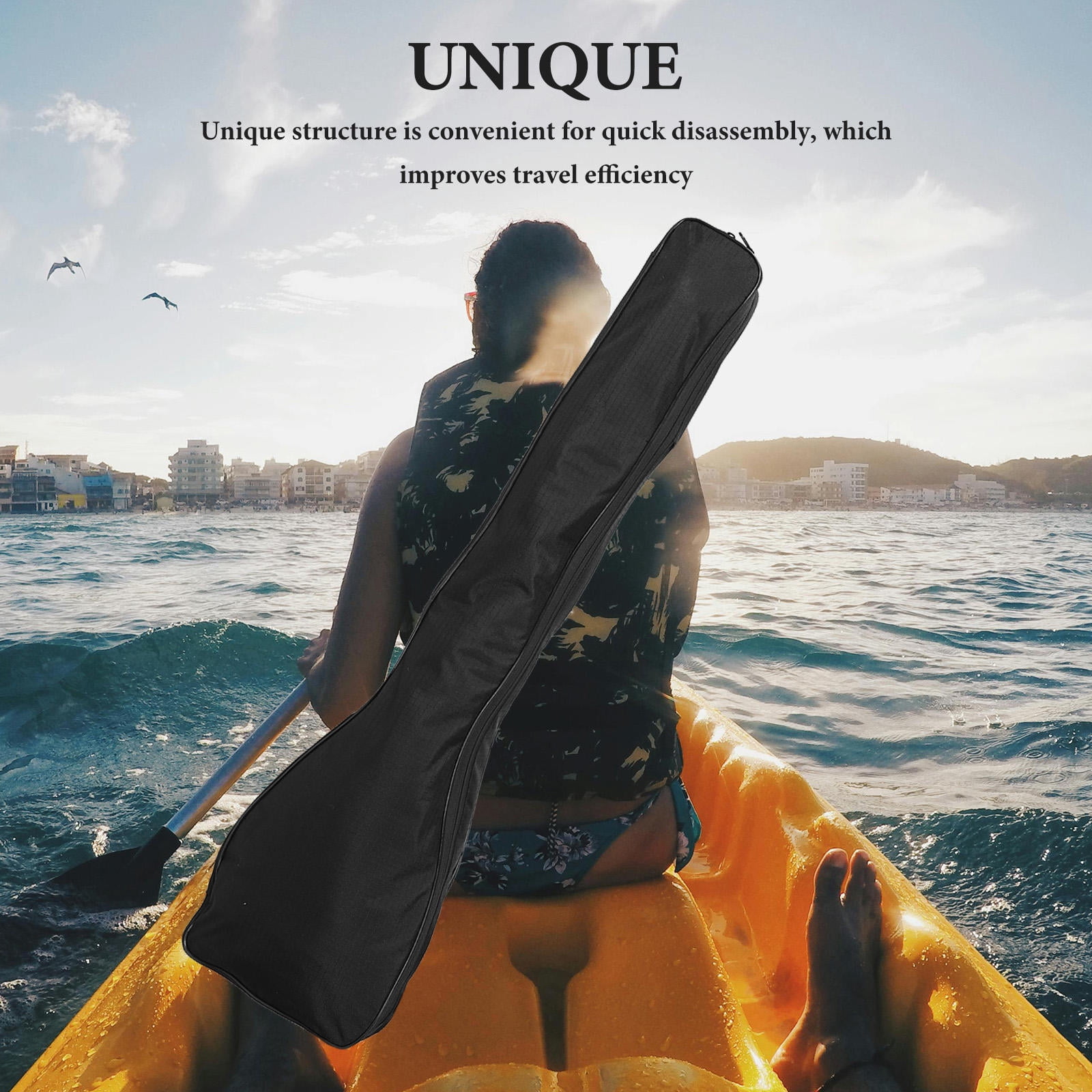 COMPUKAS Portable Storage Bag with Ergonomic Handle and Carbon Fiber Pattern for Kayak & Canoe Paddles, 1 Piece