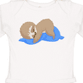 thumbnail image 4 of Inktastic Cute Baby Sloth Sleeping on Blue Pillow Boys or Girls Long Sleeve Baby Bodysuit, 4 of 5