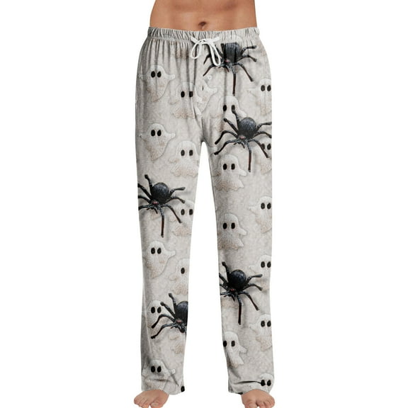 Hearthz Halloween Mens Flannel Pajama Pants Plush Fuzzy Men's Pj Pants Christmas Warm Cozy Pj Bottoms Lounge Pants Fleece Lined Pants