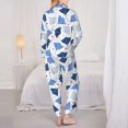 thumbnail image 3 of Pajama Sets for Women 2 Pcs, blue stingrays cute Dots Button Down Long Sleeve Sleepwear Lounge PJ Sets, 3 of 6