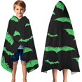 thumbnail image 3 of Black Halloween Bats with Green Hooded Bath Towel，50"x30" for Ages 3 To 12 Kids, Quick Dry Lightweight Soft Microfiber Hood Beach Towel Cover Up for Kids, 3 of 7