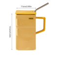 thumbnail image 2 of 18 Oz Funny Ceramic Mug Refrigerator Shaped Cups, Creative Retro Tea Coffee Milk Cup With Lid Straw, 2 of 6