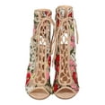 thumbnail image 4 of Women Sheer Mesh Peep Toe Lace Up Corset Embroidered Block Heel Ankle Boot HD79, 4 of 6