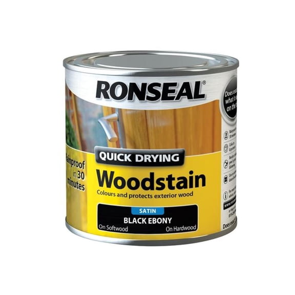 Ronseal - Quick Drying Woodstain Satin Ebony 250ml