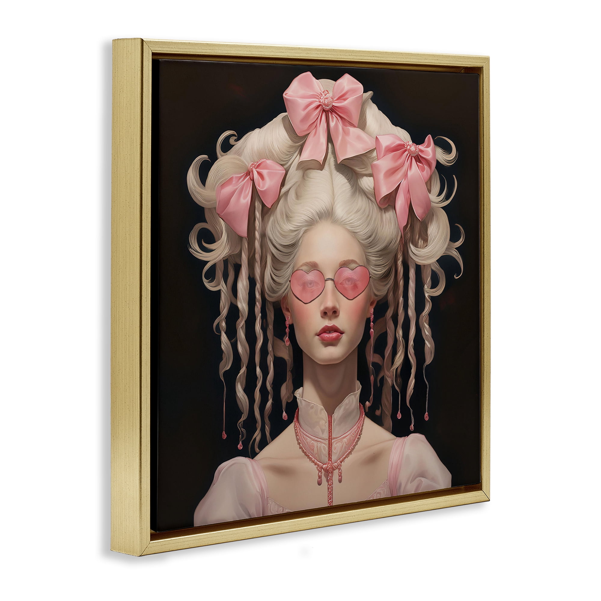 Stupell Industries Rococo Woman Opulent Ribbons Gold Framed Floater Canvas Wall Art, design by Grotto Studios