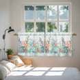 thumbnail image 3 of Nautical Coastal Tier Curtains 36 Inch Length, Summer Sea Corals Shells Starfish Green Plaid Cafe Short Curtains for Bathroom Sink, Small Kitchen Curtain Light Filtering Drapes 2 Panels 27.5"Wx36"L, 3 of 8