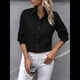 thumbnail image 4 of Camisas con Botones para Mujer, Blusas de Larga, Blusas Casuales Lisas para Oficina y Trabajo Negro XL, 4 of 7