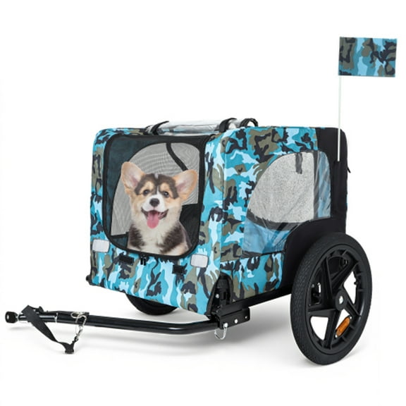 Heavy Duty Outdoor Collapsible Pet Bike Trailer with 16-Inch All-Terrain Wheels & Universal Hitch – Foldable Dog/Cargo Carrier Cart for Bicycles
