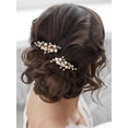 thumbnail image 2 of Wedding Bride Pearl Hair Side Comb Rhinestone Hair Clips Pins Headpiece Vintage Hair Accessories Jewelry for Brides Bridesmaids Flower Girls, 2 of 4