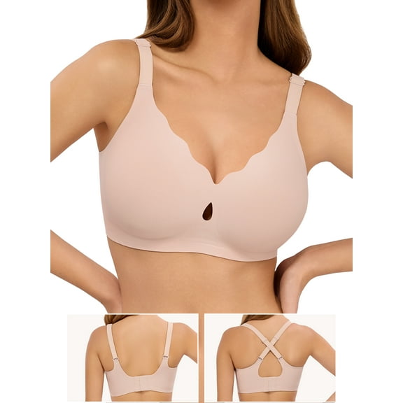 LUCKMEEY Seamless Bras for Women Wireless Full Coverage Bralettes Comfortable Wirefree Bra S-3XL
