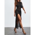 thumbnail image 6 of KelaJuan Women's Lace Long Dress Vintage Sleeveless Round Neck Solid Color Bodycon Dress High Split Dress, 6 of 6