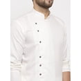 thumbnail image 2 of eloria Men's White Solid Angrakha Thread Work Kurta With Churidar Pyjama, 2 of 6