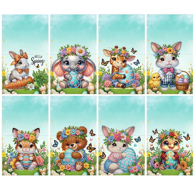 Tarjeta Dibujo Diamante Diy Pintura Diamantes 8pcs para Adultos Principiantes