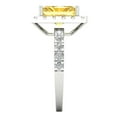 thumbnail image 3 of 3.84ct emerald cut yellow natural citrine 18k white gold halo Bridal Wedding Engagement Promise Anniversary Ring for Women size 6.75, 3 of 7
