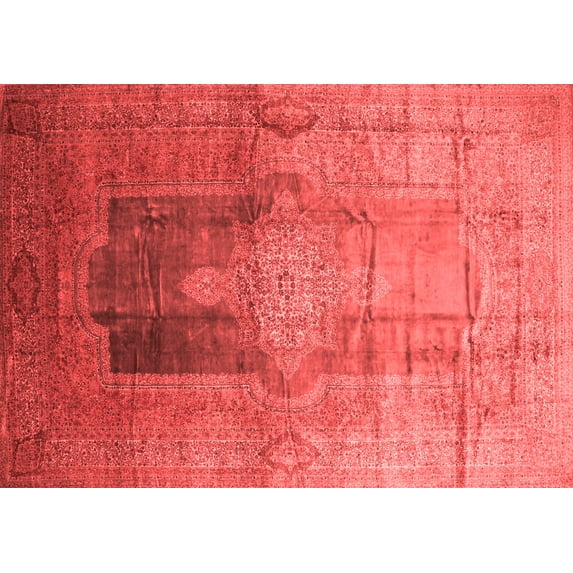 Ahgly Company Indoor Rectangle Medallion Red Traditional Area Rugs, 7' x 9'