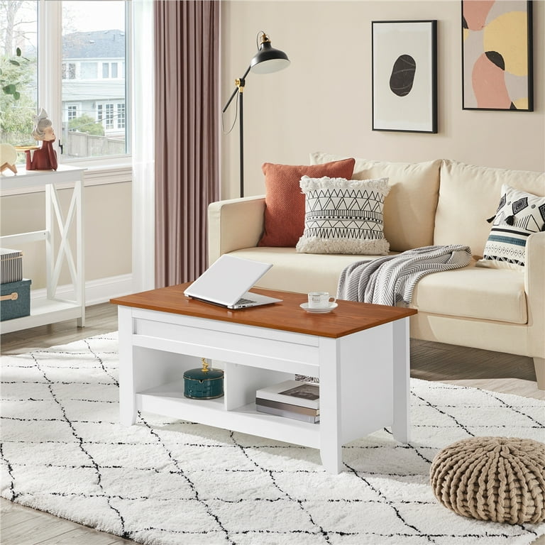 White oak coffee cheap table with storage