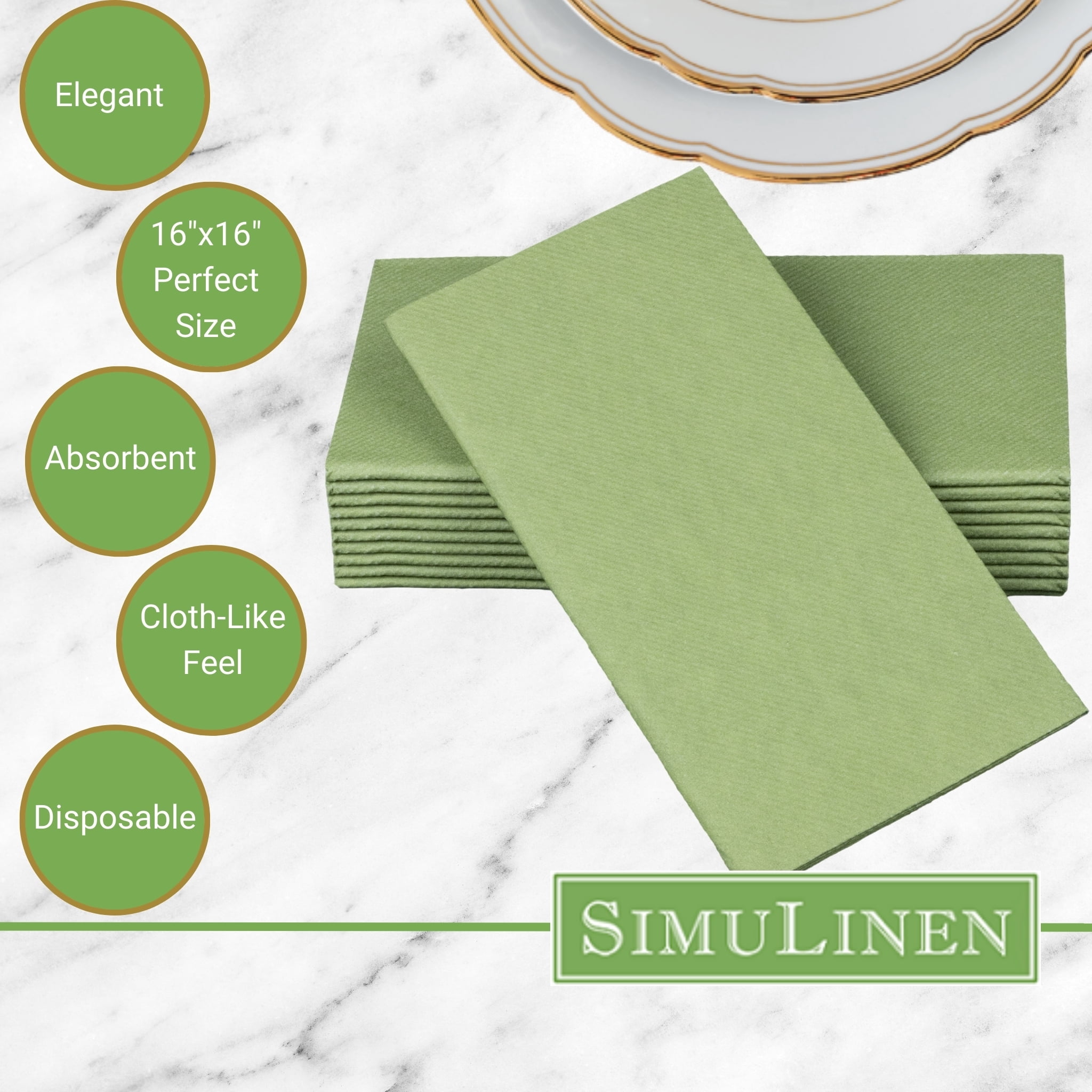 SimuLinen 16"x16" Signature Color Collection - Olive Green - 50 Napkins