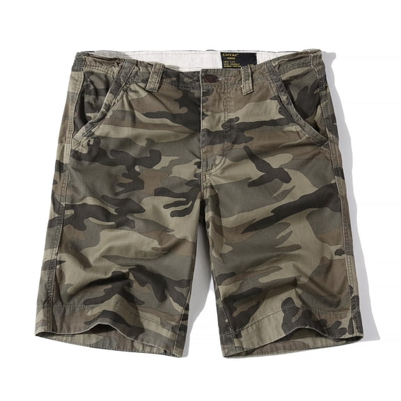 LYMAYTER Men's Cargo Shorts Casual Camouflage Utility Pockets Stretch Comfort Outdoor XS-2XL