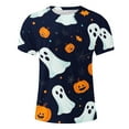 thumbnail image 4 of T-shirts for Men Halloween Ghost Pumpkin T-shirt Short Sleeved Printed Round Neck Blouses Dark Blue XL Mens Tops, 4 of 5