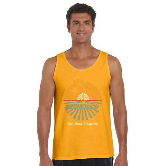 LA Pop Art Men's Word Art Tank Top - Cities In San Diego