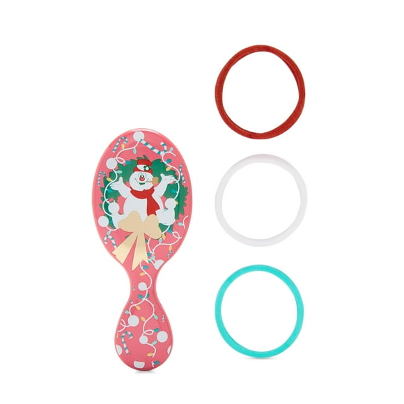 Wet Brush Mini Detangler Hair Brush Frosty Kit - Ultra-Soft IntelliFlex Bristles - Detangling Brush Glides Through Tangles For All Hair Types (Wet Dry & Damaged) - 1 Brush & 3 Elastics