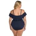 thumbnail image 2 of La Blanca Womens Island Goddess Off Shoulder Ruffle One Piece Swimsuit 10 Indigo, 2 of 4