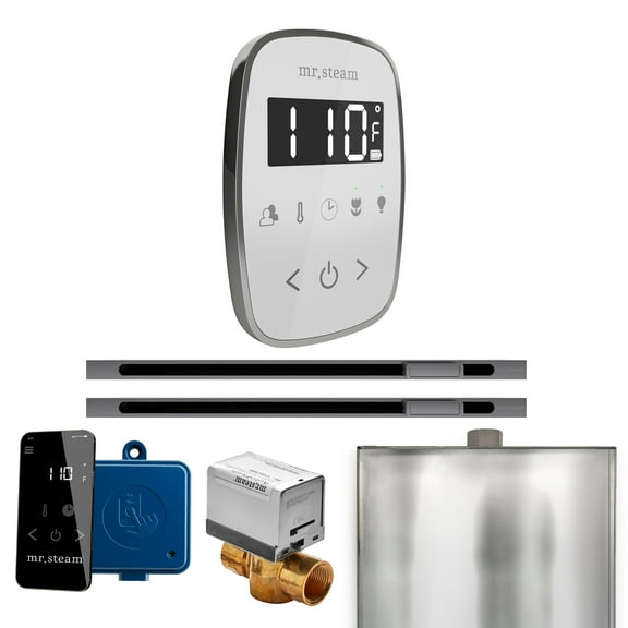 Mr Steam ButlerFlex Max Steam Shower w/TempoFlex Control and Linear Steamhead in Wht Brilliant Black