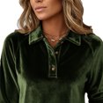 thumbnail image 6 of Tdoqot Womens Velvet Polo Shirts Dressy Casual- Soft Elegant Long Sleeve Spring Business Tops Green Size S, 6 of 8