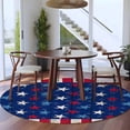 thumbnail image 4 of 4th of July Large Area Rugs for Bedroom Living Room, Soft Non Slip Carpet Bedside Rug, Star Red Stripes Wood Independence Day Round Floor Cover Kitchen Accent Rug 5' for Dining Room/Office, 4 of 9