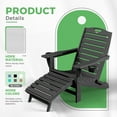 thumbnail image 3 of Ciokea Folding Adirondack Chair with Ottoman HDPE Pool Chair Pull Out Footrest with 2 Cup Holders Patio Garden Black, 3 of 9