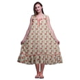 thumbnail image 1 of Bimba Chemises de Nuit en Coton Imprimé Pêche Foncée Feuilles Florales et Roses pour Femmes Robe Sans Manches Tenue de Nuit Robe Maxi Très Grande, 1 of 6