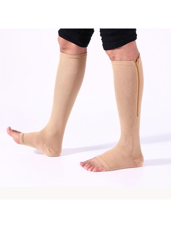 Topumt Zipper Compression Socks Zip High Knee Stockings Open Toe For Men - Walmart.com