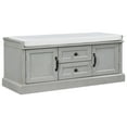 thumbnail image 2 of Storage Bench, Shoe Bench with 2 Drawers and 2 Cabinets, End of Bed Bench with with Removable Upholstered Cushion for Living Room, Bedroom and Entryway, Gray Wash, 2 of 7
