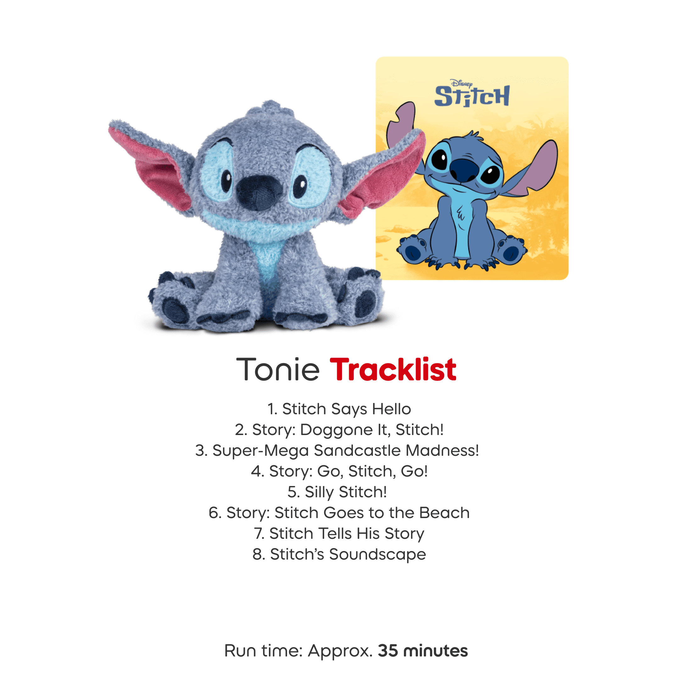Tonies Cuddle Tonie Stitch Audio Toy Plush from Disney's Lilo & Stitch, Walmart Exclusive, Age Group 3+
