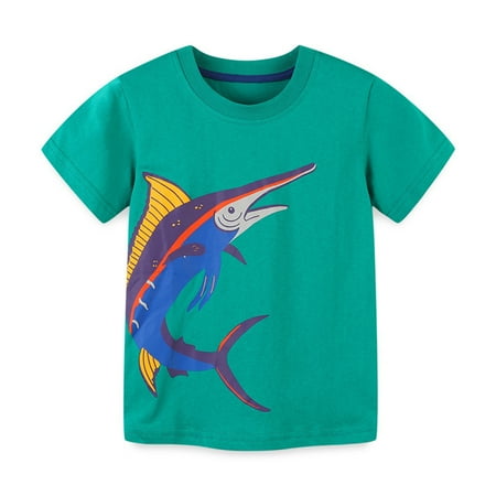 

MXIEZI 2-8Y Boys Short Sleeve T-Shirts Kids Crewneck Pullover Tees Top Toddler Summer Cotton T-Shirt