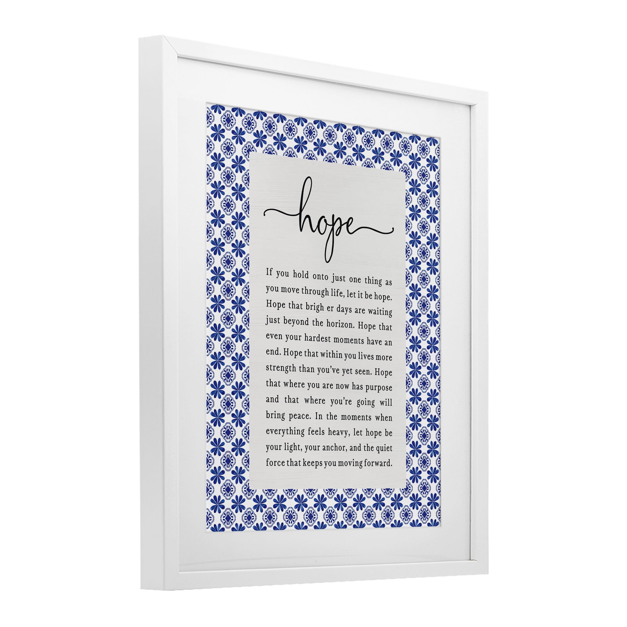 Hope For Brighter Days White Framed Print Under Glass, design by Lettered and Lined