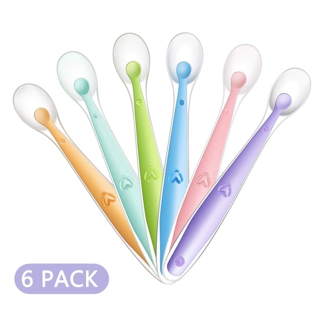 Cuchara suave de silicona para bebés | Formación alimentación para niños y lactantes para niños y lactantes | Paquete de 6 piezas sin BPA | Adecuado para la primera etapa de la goma de mascar Namotu WMPH-942