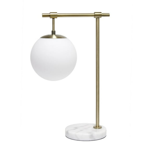 Elegant Designs 21" Modern White Glass Globe Shade Table Lamp - Antique Brass