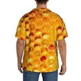 thumbnail image 5 of Easygdp Bees on Hive Honeycomb Men's Casual Short-sleeved Shirt with Pocket and Button Suitable for Beach Vacation Leisure - X-Large, 5 of 7
