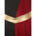 thumbnail image 5 of YONGHS Women Color Block Praise Dance Dress Golden Metallic Liturgical Worship Dancewear Black&Burgundy M, 5 of 7