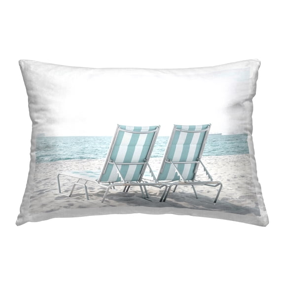 Stupell Industries Blue Beach Chairs Pair Decorative Printed Throw Pillow Design by Elena Chukhlebova.