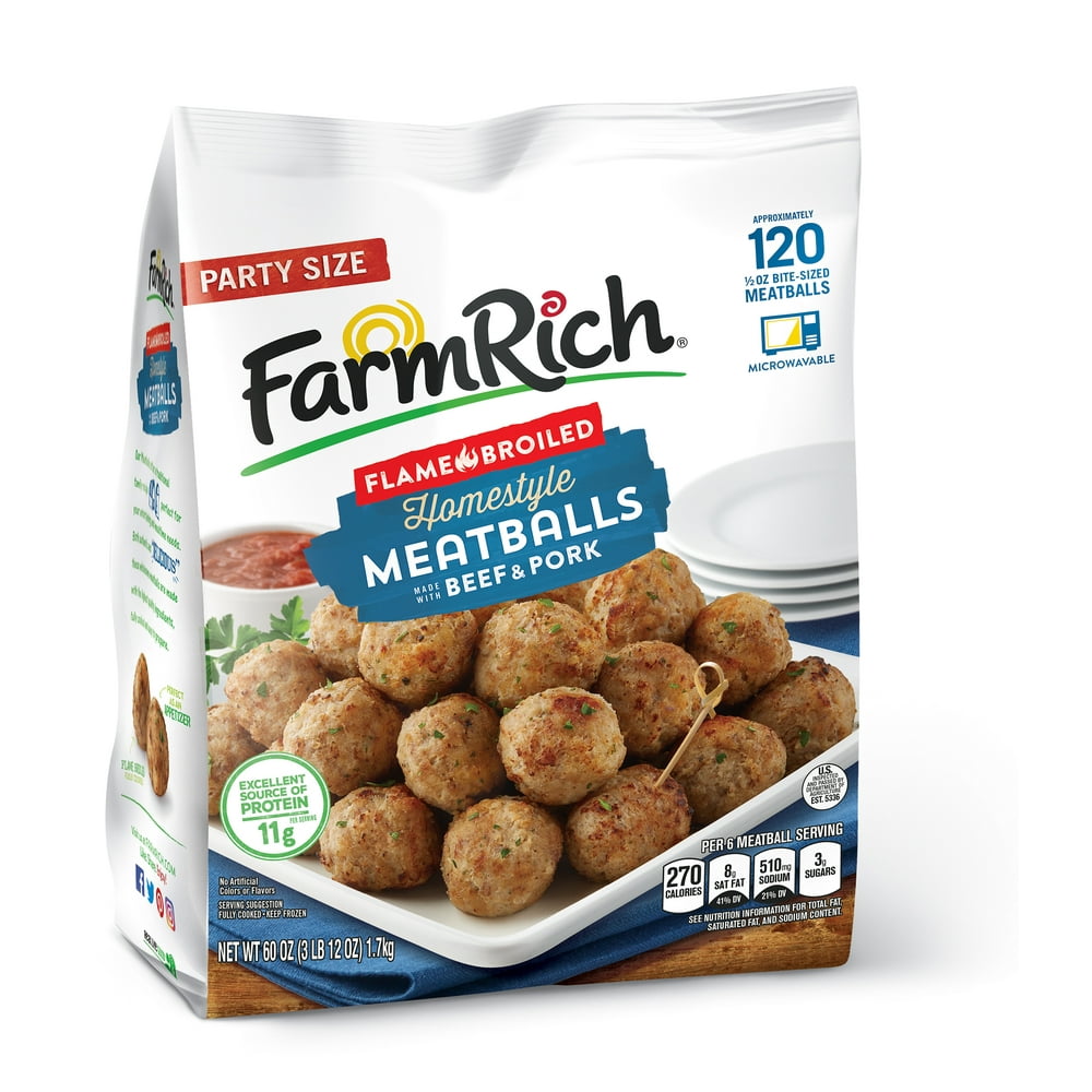 Farm Rich Homestyle Meatballs, Frozen, 60 oz
