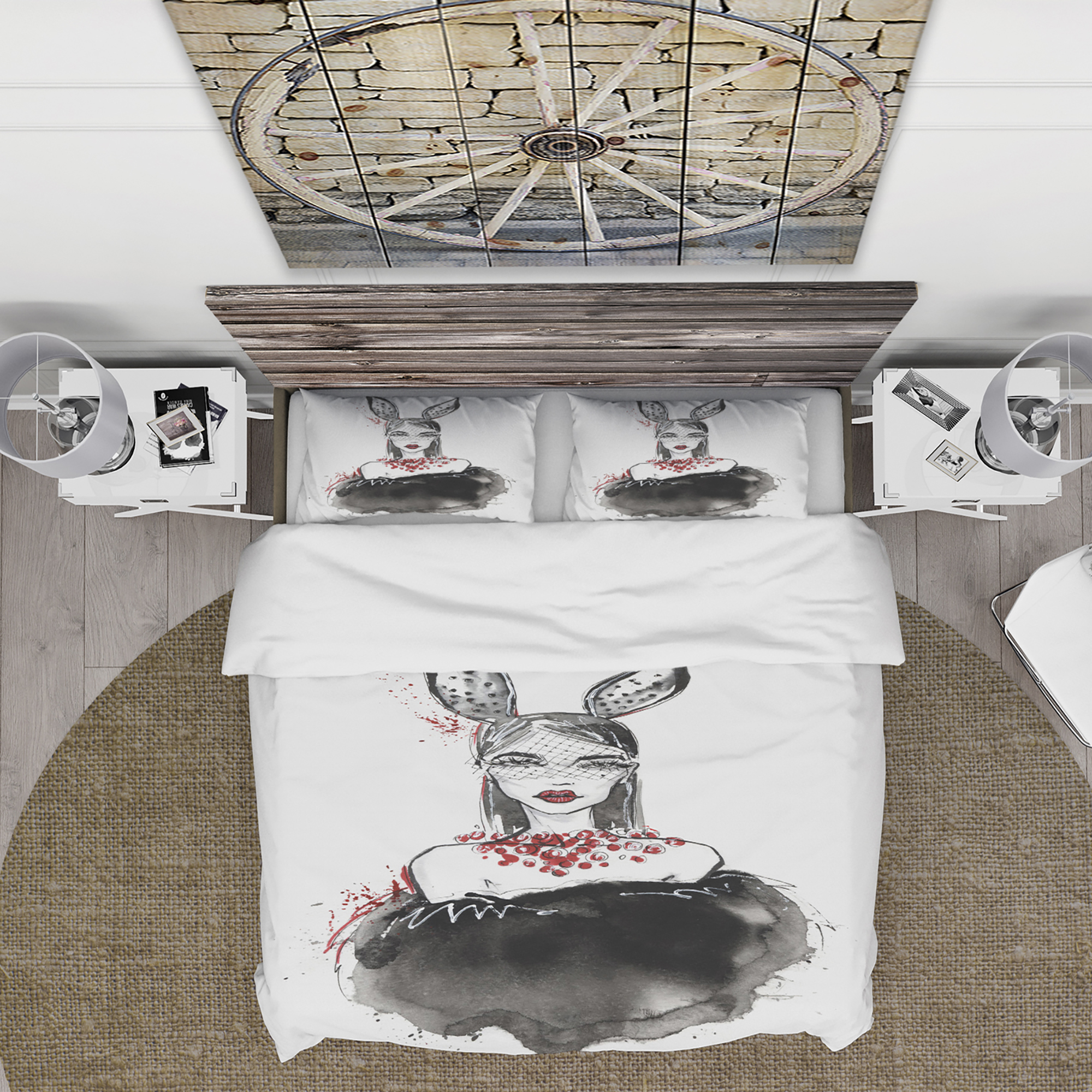 Designart 'Girl in Bunny Costume' Glamour Duvet Cover Set