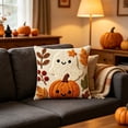 thumbnail image 6 of Halloween Ghost Pumpkin Pillow Cover, Black Cat Print, 18x18 Soft Cushion Case, Hidden Zipper, Fall Thanksgiving Decor for Sofa Home by MPOISVA, 6 of 7