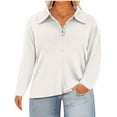 thumbnail image 1 of cfhntfmh Sweatshirt for Women Trendy Half Zipped Collared Solid Color Basic Tops Oversized Long Sleeve Fall Pullovers, 1 of 6