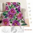 thumbnail image 5 of Purple Flowers Blanket Soft Cozy Warm Throw Blanket for Couch, Plush Fuzzy Flannel Fleece Blankets for Sofa, Spring Watercolor Floral Leaves Botanical Beige Bed Blankets Gifts for Men, 40"x60", 5 of 9