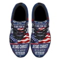 thumbnail image 2 of Veteran Only Two Defining Forces Have Ever Offered To Die For You Jesus ChriStand the American flag Veteran Shoes Sneakers Black Size 13, 2 of 7