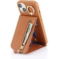 thumbnail image 5 of iPhone 15 Plus Case with Card Holder for Women, iPhone 15 Plus Phone Case Wallet with Strap Credit Card with Kickstand Zipper Case for iPhone15plus - Brown, 5 of 6
