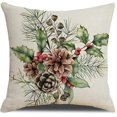 thumbnail image 4 of fundas de almohada navideñas con diseño de Papá Noel, árbol de Navidad, cuadradas, de lino, con cremallera (45,7 x 45,7 cm), 4 of 5