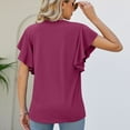 thumbnail image 4 of Lu's Chic Women's V Neck Shirt Ruffle Top Summer Cool Casual Loose Flutter Sleeve Cap Sleeve Tshirt Purple XX-Large, 4 of 4